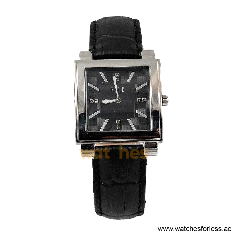 Elle Women’s Quartz Black Leather Strap Black Dial 32mm Watch EL20027S02C (Shelf Leftover)