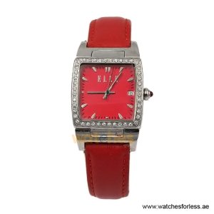 Elle Women’s Quartz Red Leather Strap Red Dial 23mm Watch EL20118P04N/2 (Shelf Leftover)