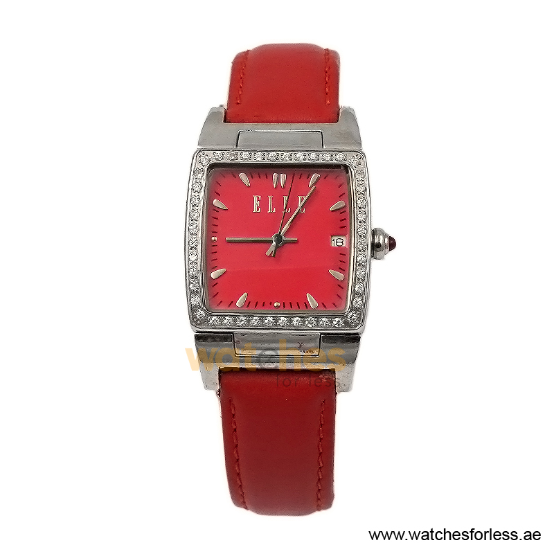 Elle Women’s Quartz Red Leather Strap Red Dial 23mm Watch EL20118P04N/2 (Shelf Leftover)