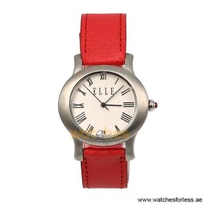 Elle Women’s Quartz Red Leather Strap White Dial 38mm Watch EL20030S03N/1 (Shelf Leftover)