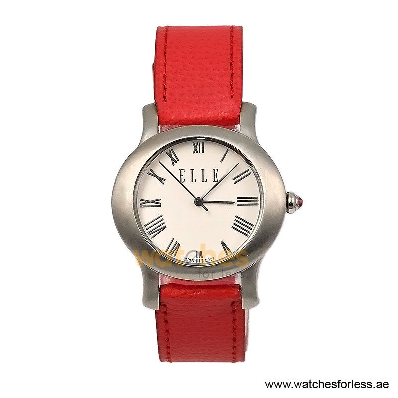 Elle Women’s Quartz Red Leather Strap White Dial 38mm Watch EL20030S03N/1 (Shelf Leftover)