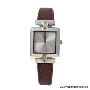 Elle Women’s Quartz Dark Brown Leather Strap Silver Sunray Dial 25mm Watch EL20021S02C/1 (Shelf Leftover)