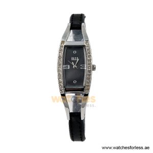 Elle Women’s Quartz Black Leather Strap Black Dial 20mm Watch EL20001S02C/1 (Shelf Leftover)