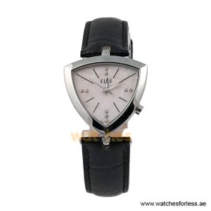 Elle Women’s Quartz Black Leather Strap Pink Mother of Pearl Dial 35mm Watch EL20017S01C (Shelf Leftover)