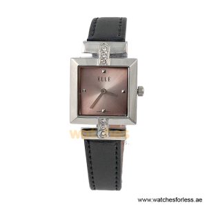 Elle Women’s Quartz Black Leather Strap Pink Dial 25mm Watch EL20028S05C/3 (Shelf Leftover)