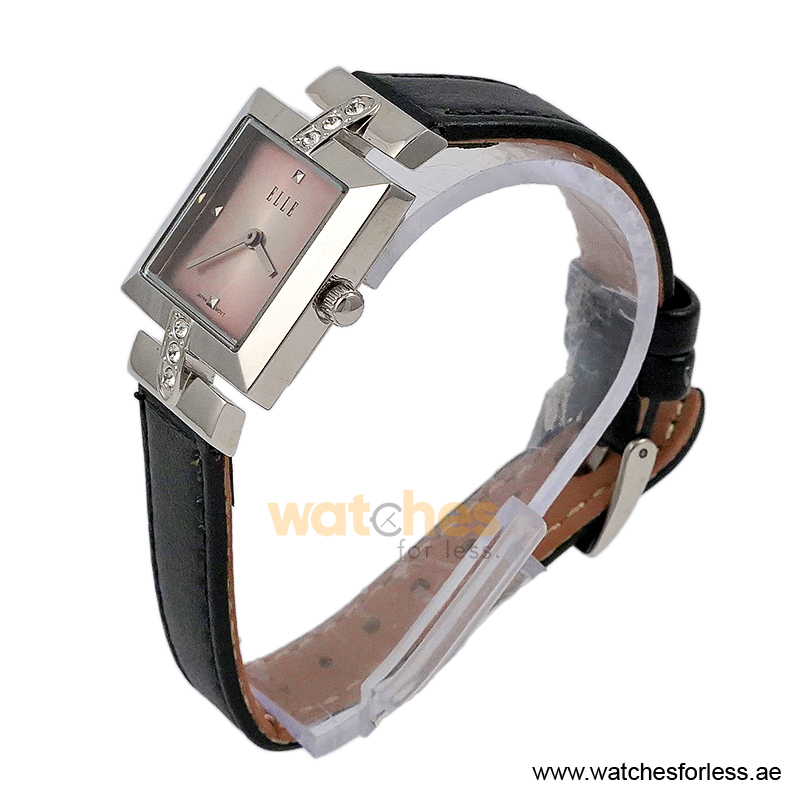 Elle Women’s Quartz Black Leather Strap Pink Dial 25mm Watch EL20028S05C/3 (Shelf Leftover) - Image 2