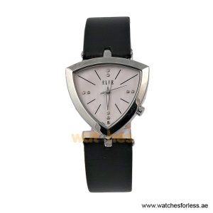 Elle Women’s Quartz Black Leather Strap Pink Mother of Pearl Dial 35mm Watch EL20017S01C/1 (Shelf Leftover)