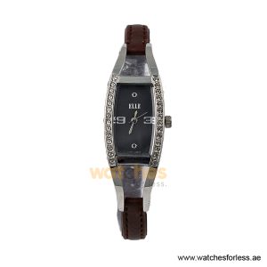 Elle Women’s Quartz Brown Leather Strap Black Dial 20mm Watch EL20001S02C (Shelf Leftover)