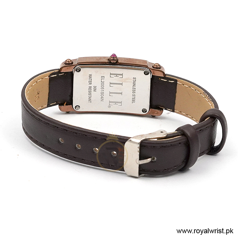 Elle Women’s Quartz Dark Brown Leather Strap Mother Of Pearl Dial 23mm Watch EL20051S04N/1 (Shelf Leftover) - Image 3