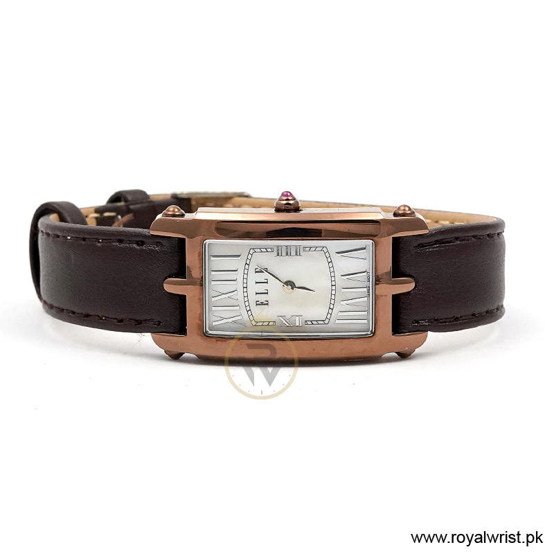 Elle Women’s Quartz Dark Brown Leather Strap Mother Of Pearl Dial 23mm Watch EL20051S04N/1 (Shelf Leftover) - Image 4