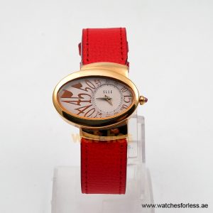Elle Women’s Quartz Red Leather Strap Light Purple & Off-White Dial 40mm Watch EL20032S01N/2 (Shelf Leftover)