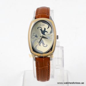 Elle Women’s Quartz Camel Brown Leather Strap Champagne Dial 28mm Watch EL20005S02C/1 (Shelf Leftover)