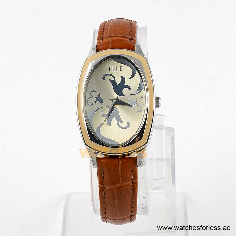 Elle Women’s Quartz Camel Brown Leather Strap Champagne Dial 28mm Watch EL20005S02C/1 (Shelf Leftover)