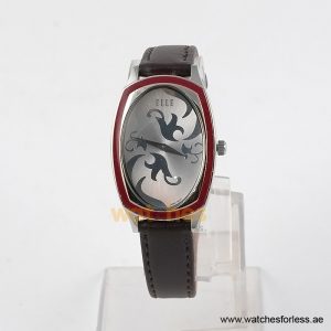 Elle Women’s Quartz Dark Brown Leather Strap Silver Dial 28mm Watch EL20005S03C (Shelf Leftover)