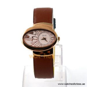 Elle Women’s Quartz Brown Leather Strap Light Purple & Off-White Dial 40mm Watch EL20032S01N/1 (Shelf Leftover)