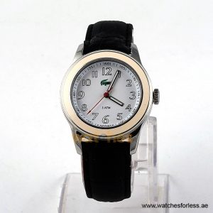 Lacoste Women’s Quartz Black Leather Strap White Dial 38mm Watch 2000518/1 (Shelf Leftover)