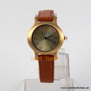 Elle Women’s Quartz Camel Brown Leather Strap Champagne Dial 32mm Watch EL20029S04N/1 (Shelf Leftover)