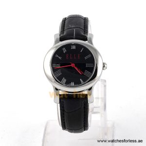 Elle Women’s Quartz Black Leather Strap Black Dial 38mm Watch EL20030S02N/1 (Shelf Leftover)