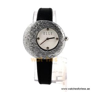 Elle Women’s Quartz Black Leather Strap White Dial 36mm Watch EL30042S05K (Shelf Leftover)