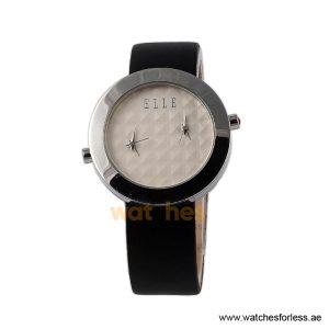 Elle Women’s Quartz Black Leather Strap Off White Dial 40mm Watch EL20033S15N (Shelf Leftover)