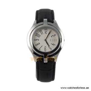 Elle Women’s Quartz Black Leather Strap White Dial 38mm Watch EL20135S01N (Shelf Leftover)