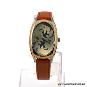 Elle Women’s Quartz Camel Brown Leather Strap Champagne Dial 28mm Watch EL20005S02C/2 (Shelf Leftover)