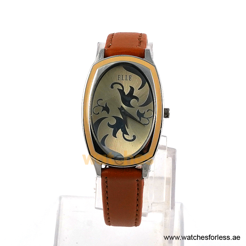 Elle Women’s Quartz Camel Brown Leather Strap Champagne Dial 28mm Watch EL20005S02C/2 (Shelf Leftover)