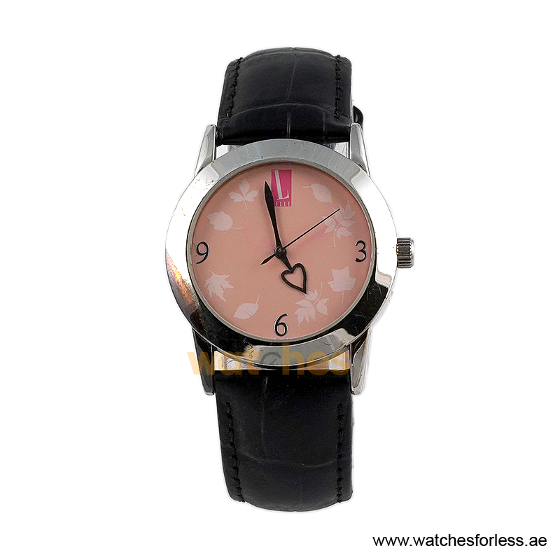 Elle Women’s Quartz Black Leather Strap Light Pink Dial 37mm Watch EL0009/1 (Shelf Leftover)