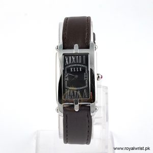 Elle Women’s Quartz Brown Leather Strap Black Mother Of Pearl Dial 23mm Watch EL20051S02N (Shelf Leftover)
