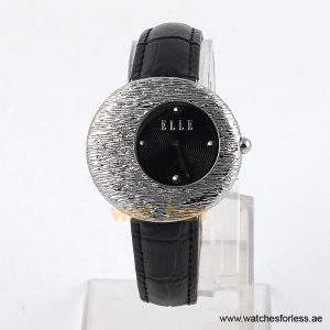 Elle Women’s Quartz Black Leather Strap Black Dial 36mm Watch EL30042S02K (Shelf Leftover)