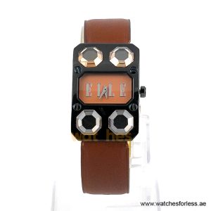 Elle Women’s Quartz Brown Leather Strap Peach Dial 28mm Watch EL20072S03C/1 (Shelf Leftover)