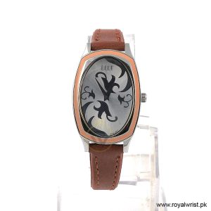 Elle Women’s Quartz Brown Leather Strap Silver Dial 28mm Watch EL20005S01C (Shelf Leftover)