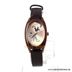 Elle Women’s Quartz Dark Brown Leather Strap Rose Gold Dial 28mm Watch EL20005S05C/2 (Shelf Leftover)