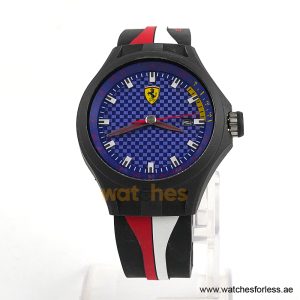 Ferrari Men’s Quartz Black Silicone Strap Blue Dial 44mm Watch 830011/1 (Shelf Leftover)