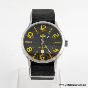 Lacoste Men’s Quartz Black Nylon Strap Black Dial 44mm Watch 2010513 (Shelf Leftover)