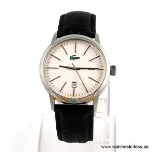 Lacoste Men’s Quartz Black Leather Strap White Dial 40mm Watch 2010466 (Shelf Leftover)