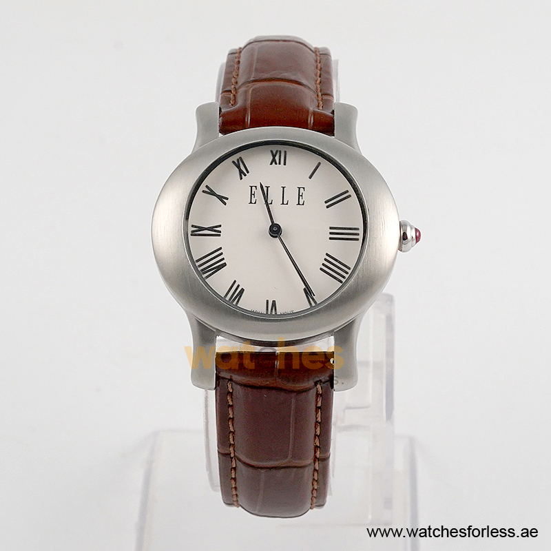 Elle Women’s Quartz Brown Leather Strap White Dial 38mm Watch EL20030S03N/4 (Shelf Leftover)