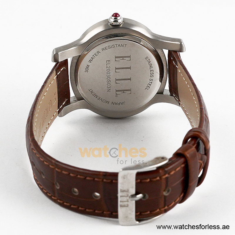 Elle Women’s Quartz Brown Leather Strap White Dial 38mm Watch EL20030S03N/4 (Shelf Leftover) - Image 3