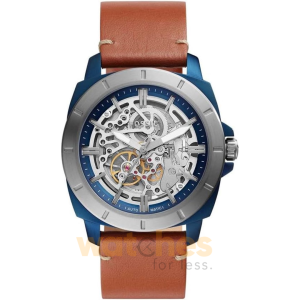 Fossil Men’s Automatic Brown Leather Strap Transparent Dial 45mm Watch BQ2427 (Without Tag)