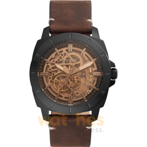 Fossil Men’s Automatic Brown Leather Strap Transparent Dial 45mm Watch BQ2429 (Without Tag)