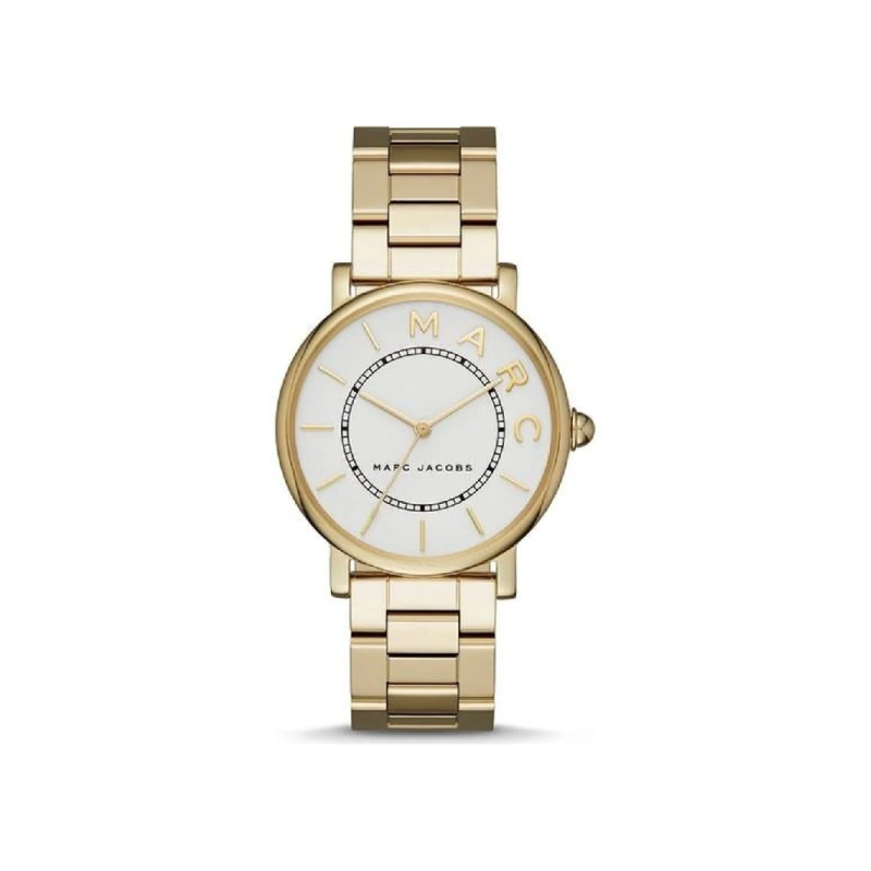 Marc Jacobs Women’s Roxy Gold-Tone Stainless Steel White Satin Dial Quartz 36mm Watch MJ3522