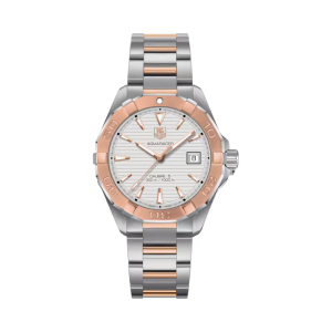 Tag Heuer Aquaracer 300 Men’s Swiss Made Stainless Steel & 18K Rose Gold Silver Dial Automatic 40.5mm Watch WAY2150.BD0911