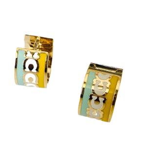 Alternative view of Coach Women’s Signature “C” Enamel Plated Brass Hoop Gold & Yellow Earrings C9362/1