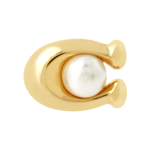 Alternative view of Coach Women’s Signature “C” Pearl Stud Gold Earrings 341922GLD100