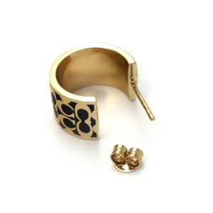 Alternative view of Coach Women’s Signature “C” Enamel Huggie Gold & Black Small C7770