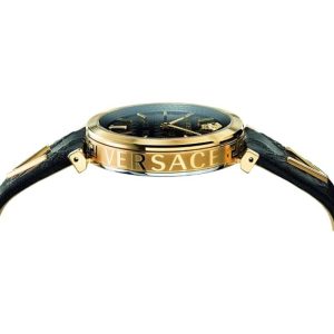 Alternative view of Versace Women’s Quartz V-Twist Black Dial Black Leather Strap 36mm Watch VELS00919 (Shelf Leftover)