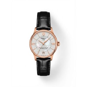 TISSOT Women’s Powermatic Swiss-Made Black Leather Strap Mother Of Pearl Dial 32mm Watch T099.207.36.118.00/1 (Shelf Leftover)