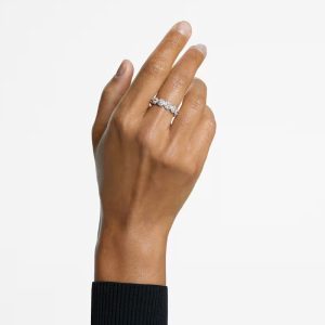 Alternative view of Swarovski Una Angelic Women’s Round-Cut Pavé Ring Silver & Clear Crystal Cubic Zirconia Rhodium Plated 5636268