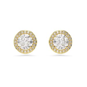 Swarovski Women’s Una Angelic Stud Earrings Round Cut Gold Tone 5686637