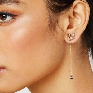 Alternative view of Swarovski Women’s Iconic Swan Pierced Earrings Brown Rose Gold-Plated 5373164